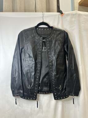 Bradley by Bradley Bayou Black Genuine Leather Grommet Eyelet Studded Jacket